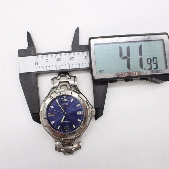 Guess Waterpro Watch Mens Silver Tone Stainless Steel Classic Quartz Blue Dial - Picture 7 of 7